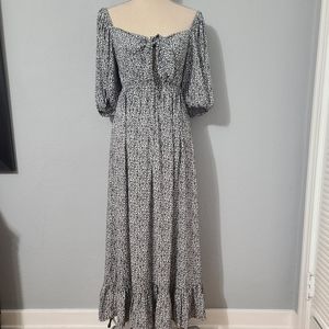 Love‎ Addy Floral Puff-Sleeve Midi Dress Size Med